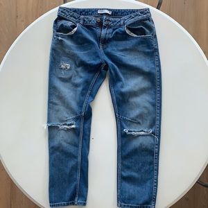 Zara Basic Denim z1975 distressed ripped boyfriend jeans